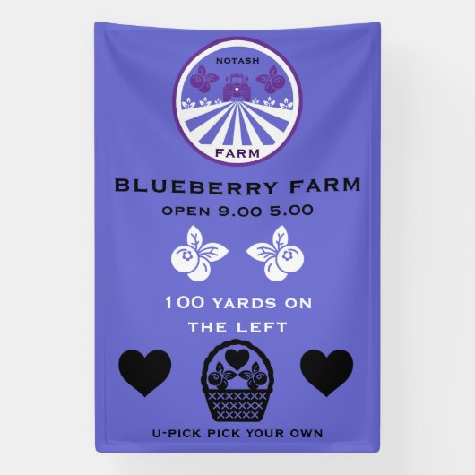 U-Pick Blauwebesfarm Promotie Spandoek (Verticaal)