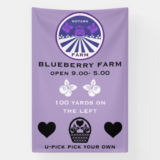U-Pick Blauwebesfarm Promotie Spandoek (Verticaal)