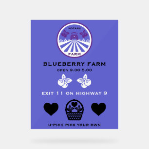 U-Pick Blueberry Boerderij Promotie Acryl Bord