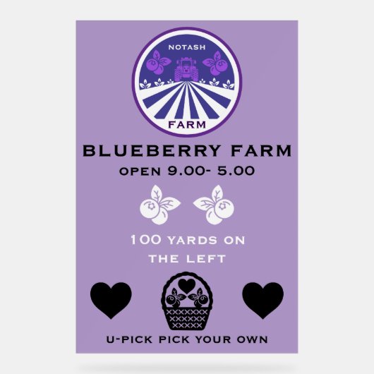 U-Pick Blueberry Boerderij Promotie Acryl Bord (Voorkant)