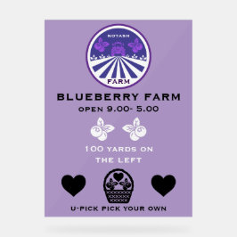 U-Pick Blueberry Boerderij Promotie Acryl Bord