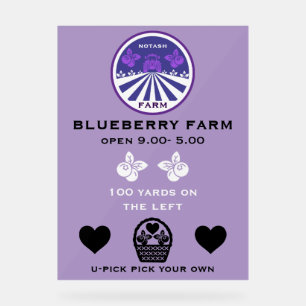 U-Pick Blueberry Boerderij Promotie Acryl Bord