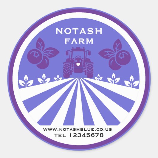 U-Pick Blueberry Boerderij Promotie Ronde Sticker (Voorkant)