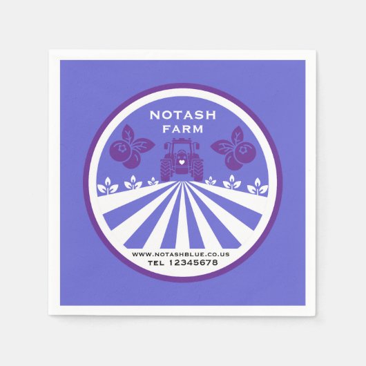 U-Pick Blueberry Boerderij Promotie Servet (Voorkant)