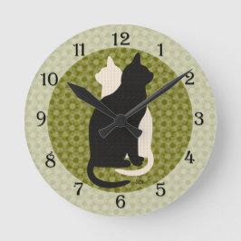 U Pick Color / Good Luck Black White Kat Catz Duo Ronde Klok