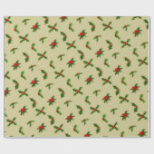 U Pick Color / Kerstfeestdag Holly Berries Cadeaupapier (Vlak)