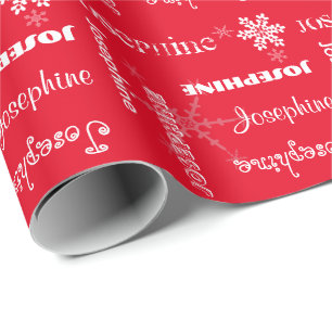 U Pick Color/ Personalized White Snowflakes w/Name Cadeaupapier