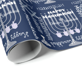 U Pick Color/ White Happy Hanukkah Symbols & Text Cadeaupapier