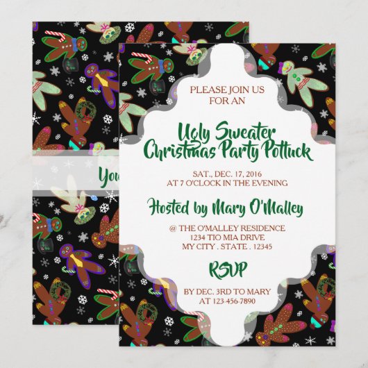 U-Pick Kleur/ Gingerbread Mensen & Sneeuwvlokken Kaart (Voorkant / Achterkant)