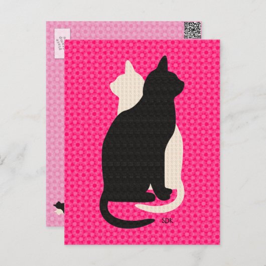 U Pick Kleur/ Succes Zwart Wit Kat Catz Duo Briefkaart (Voorkant / Achterkant)
