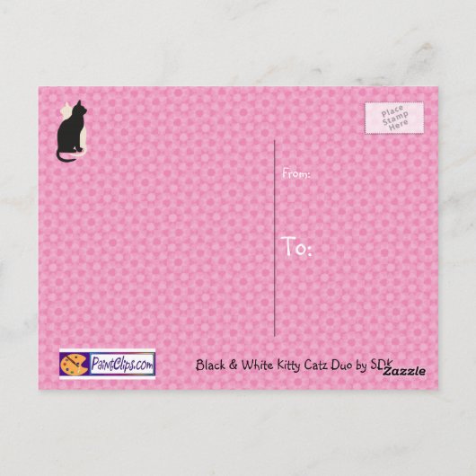 U Pick Kleur/ Succes Zwart Wit Kat Catz Duo Briefkaart (Achterkant)