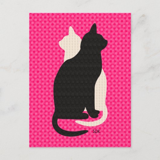 U Pick Kleur/ Succes Zwart Wit Kat Catz Duo Briefkaart (Voorkant)