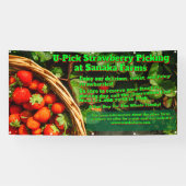 U-Pick Strawberry Boerderij Berry Picking aanpasse Spandoek (Horizontaal)