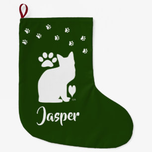 U-plukkende kleur/Aangepaste naam Cat Stocking Grote Kerstsok