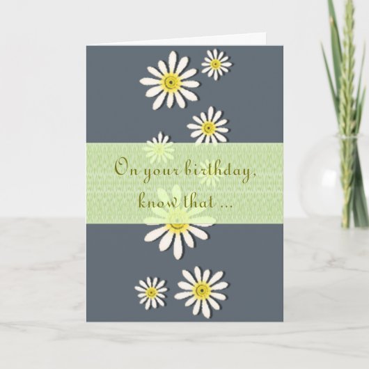 U-plukkende kleuren/witte wilde bloem Daisy Sprink Kaart (Voorkant)