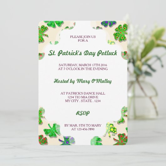 U-plukkleuren/exotische Ierse Shamrocks 4 Leaf Clo Kaart (Staand voorkant)