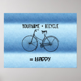U plus fiets staat gelijk aan Happy Antiek Stripes Poster