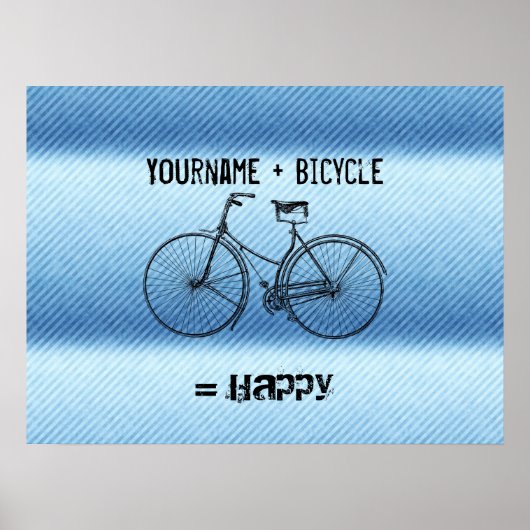 U plus fiets staat gelijk aan Happy Antiek Stripes Poster (Voorkant)