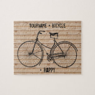 U plus fiets staat gelijk aan Happy Antiek Wood Be Legpuzzel