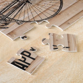 U plus fiets staat gelijk aan Happy Antiek Wood Be Legpuzzel (Zijkant)