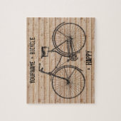 U plus fiets staat gelijk aan Happy Antiek Wood Be Legpuzzel (Verticaal)