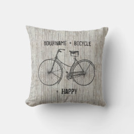 U plus fiets staat gelijk aan Happy Antiek Wooden  Buitenkussen