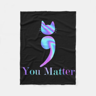U Probleem Semicolon Cat Suicide Preventions Award Fleece Deken