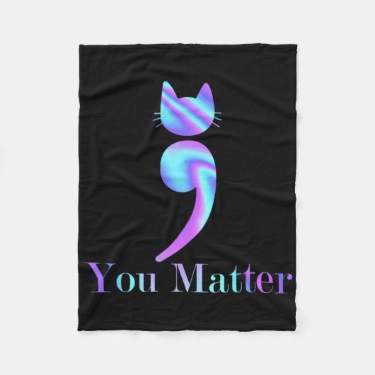 U Probleem Semicolon Cat Suicide Preventions Award Fleece Deken (Voorkant)