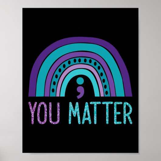 U Probleem Semicolon Zelfmoordpreventie Paarse Te Poster (Voorkant)