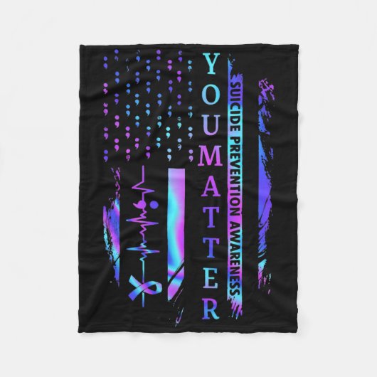 U Probleem Tijd Door Zelfmoordpreventie Bewustzijn Fleece Deken (Voorkant)