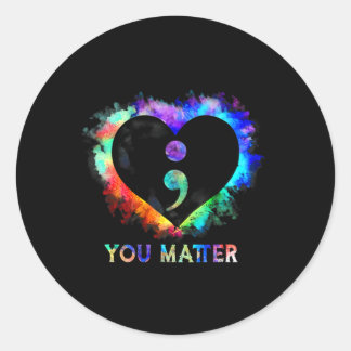 U Probleem Zelfmoordpreventie Bewustzijn Semicolon Ronde Sticker