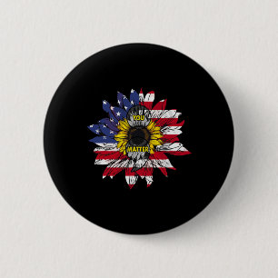 U Probleem Zonnebloem Amerikaanse vlag zelfmoord v Ronde Button 5,7 Cm