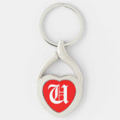"U" Red Heart Sleutelhanger (Voorkant)