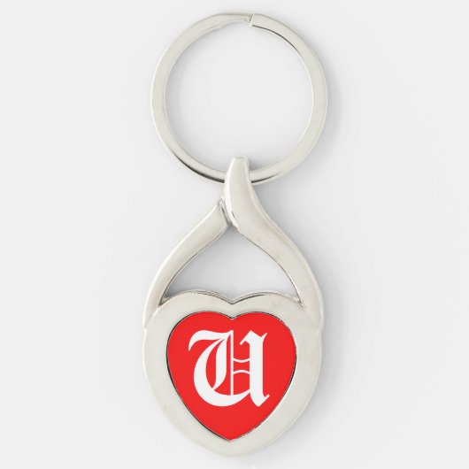 "U" Red Heart Sleutelhanger (Voorkant)
