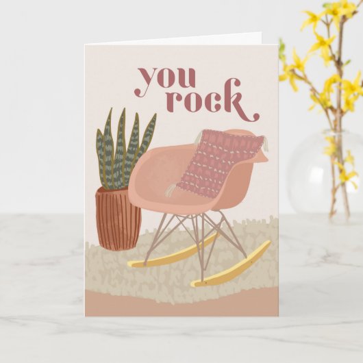 U Rock Rocking-stoel Gevouwen Wenskaart Kaart (Gele Bloem)