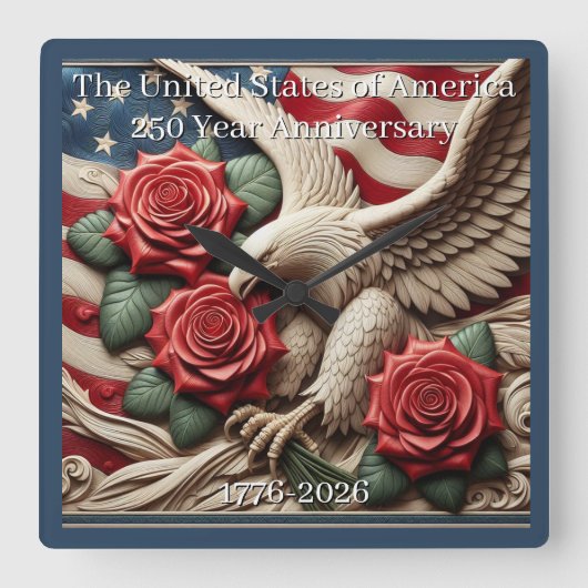 U.S.A. 250th Anniversary Commemorative Vierkante Klok (Voorkant)