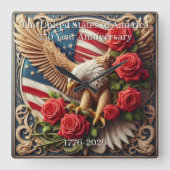 U.S.A. 250th Anniversary Wall Clock Vierkante Klok (Voorkant)