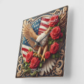 U.S.A. 250th Anniversary Wall Clock Vierkante Klok (Hoek)