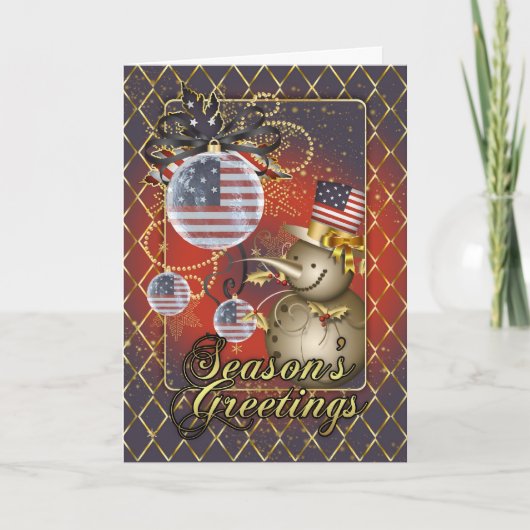 U.S.A. Patriottische Kerstkaart - Greeti van het Feestdagen Kaart (Voorkant)