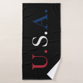 U.S.A. rood wit en blauw belettering ontwerp Badhanddoek (Badhanddoek)