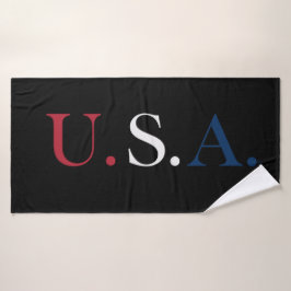 U.S.A. rood wit en blauw belettering ontwerp Badhanddoek