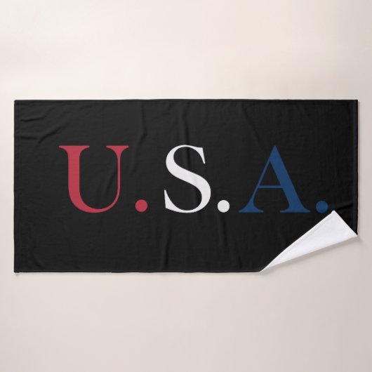 U.S.A. rood wit en blauw belettering ontwerp Badhanddoek (Badhanddoek)
