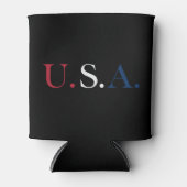 U.S.A. rood wit en blauw belettering ontwerp Blikjeskoeler (Voorkant)