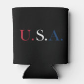 U.S.A. rood wit en blauw belettering ontwerp Blikjeskoeler (Achterkant)