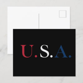 U.S.A. rood wit en blauw belettering ontwerp Briefkaart