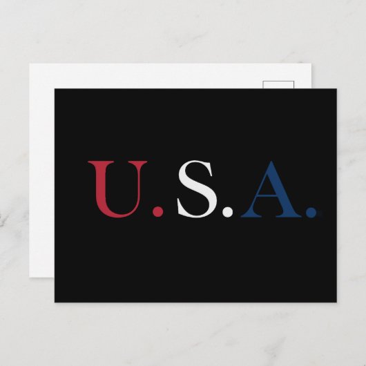 U.S.A. rood wit en blauw belettering ontwerp Briefkaart (Voorkant / Achterkant)