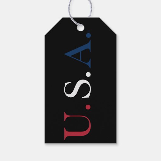U.S.A. rood wit en blauw belettering ontwerp Cadeaulabel (Voorkant)