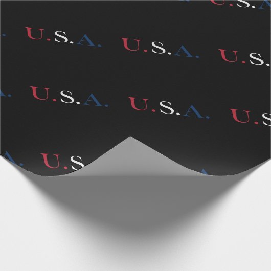 U.S.A. rood wit en blauw belettering ontwerp Cadeaupapier (Hoek)