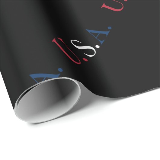 U.S.A. rood wit en blauw belettering ontwerp Cadeaupapier (Rol Hoek)