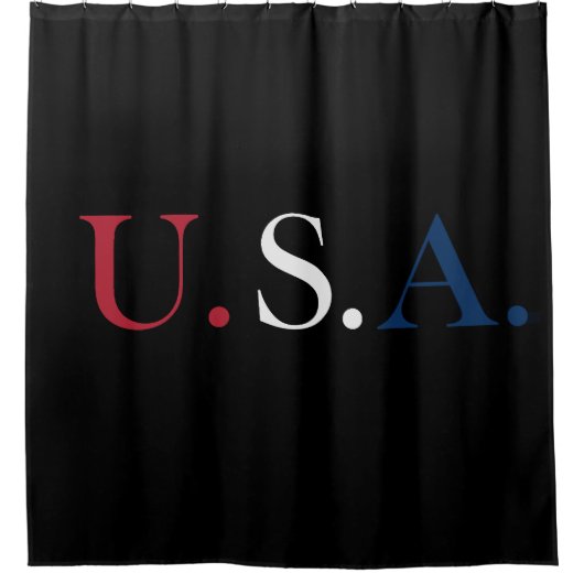 U.S.A. rood wit en blauw belettering ontwerp Douchegordijn (Voorkant)